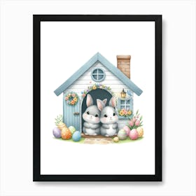 Easter Bunny House Art Print