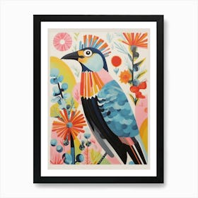 Colourful Scandi Bird Crested Caracara 1 Art Print