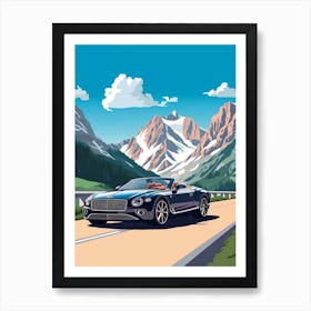 A Bentley Continental Gt In The Route Des Grandes Alpes Illustration 3 Art Print