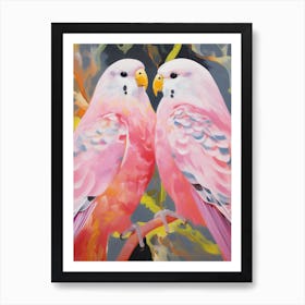 Pink Ethereal Bird Painting Budgerigar 2 Art Print