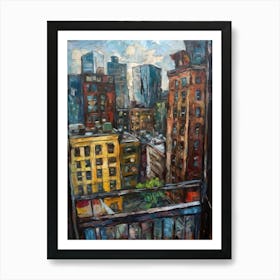 Window View Of New York In The Style Of Expressionism 4 Art Print