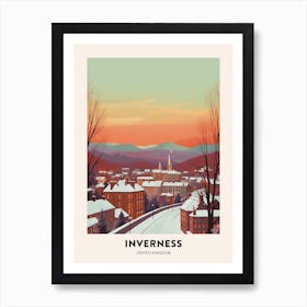 Vintage Winter Travel Poster Inverness United Kingdom 1 Art Print