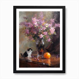 Lilac With A Cat 1 Art Print