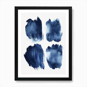 Blue Watercolor Brush Strokes 2 Art Print