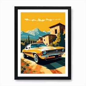 A Chevrolet Camaro In The Tuscany Italy Illustration 2 Art Print