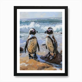 African Penguin Boulders Beach Simons Town Oil Painting 2 Art Print