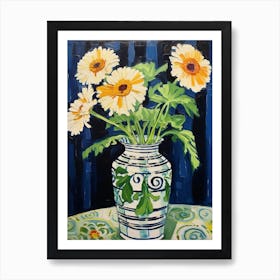 Flowers In A Vase Still Life Painting Daisy 1 Art Print