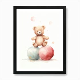 Gymnastics Teddy Bear Painting Watercolour 1 Art Print