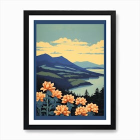 Lake Toya, Japan Vintage Travel Art 4 Art Print