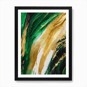 Gold And Green Abstract Painting 2 Art Print