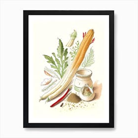 Horseradish Spices And Herbs Pencil Illustration 2 Art Print