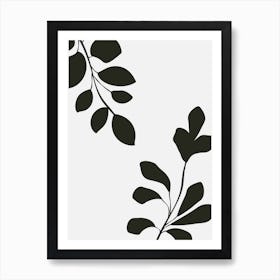 Abstract Botanical Black and Beige Art 11 Art Print