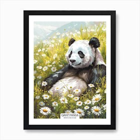 Giant Panda Resting In A Field Of Daisies Poster 11 Art Print