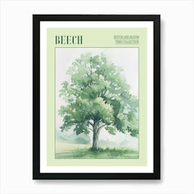 Beech Tree Atmospheric Watercolour Painting 4 Poster Art Print