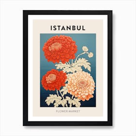 Istanbul Turkey Botanical Flower Market Poster Art Print