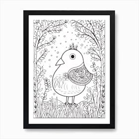 Line Art Jungle Animal Toucan 1 Art Print