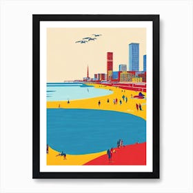 Atlantic City Beach New Jersey Midcentury Art Print