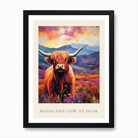 Highland Cow At Dusk Poster Art Print