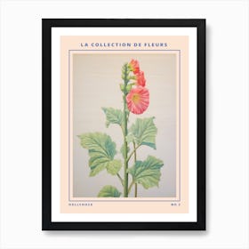 Hollyhock 2 French Flower Botanical Poster Art Print