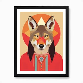 Red Wolf Art Nouveau 2 Art Print