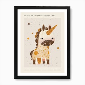 Beige Cute Kids Unicorn 1 Poster Art Print