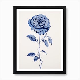 Blue Botanical Rose 2 Art Print