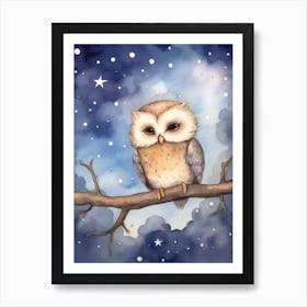 Baby Owl 2 Sleeping In The Clouds Art Print