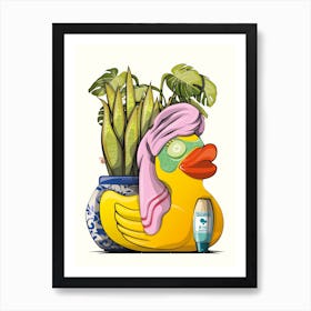 Rubber Duck In The Bathroom Art Print