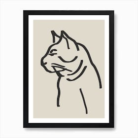 Line Art Cat Drawing Art Print