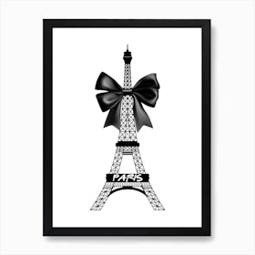 Paris Eiffel Tower With Bow Art Print