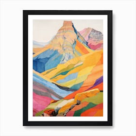 Carneddau Wales 1 Colourful Mountain Illustration Art Print