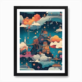 Clouds And Houses In The Sky Art Print