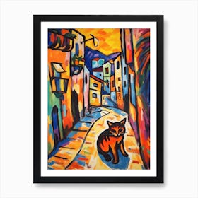 Painting Of Havana With A Cat In The Style Of Fauvism 3 Art Print