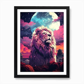 Lion In The Night Sky Art Print