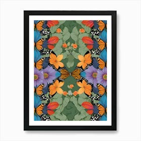 Butterflies And Flowers Art Print