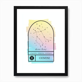 Gemini Zodiac Sign | Rainbow Gradient Art Print