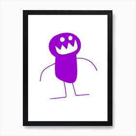 Kids Art Purple Mascot Monster Art Print