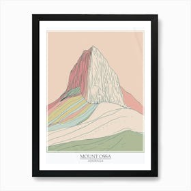 Mount Ossa Australia Color Line Drawing 11 Poster Art Print