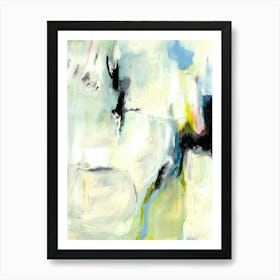 SEA OF CALM - Pastel and Neon Pink Yellow and Blue "Swimming" Abstract Painting by  "COLT X WILDE"  Art Print