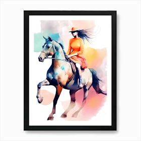 Woman Riding A Horse 1 Art Print