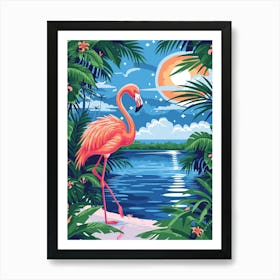 Greater Flamingo Pakistan Tropical Illustration 1 Art Print