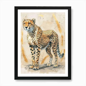 Cheetah Precisionist Illustration 3 Art Print