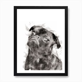 Pug Watercolour Dog Art Print