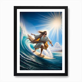 Jesus Surfing 3 Art Print