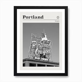 Portland Oregon Oldtown Black And White Art Print