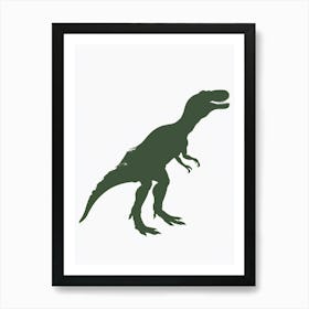 Green Dinosaur Silhouette 7 Art Print