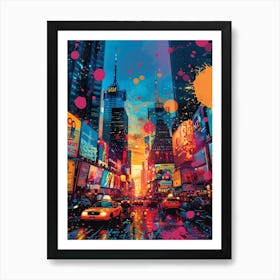 Times Square, Vibrant, Bold Colors, Pop Art Art Print