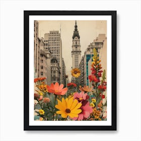 Buenos Aires   Floral Retro Collage Style 1 Art Print