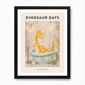 Dinosaur In The Bath Poster 3 Art Print