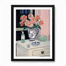 Bathroom Vanity Painting With A Anemone Bouquet 3 Art Print